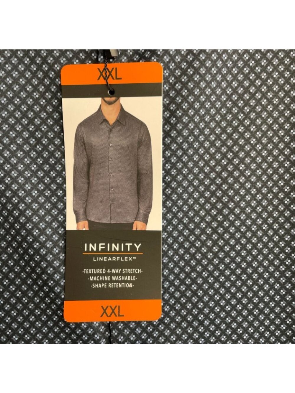 Infinity LinearFlex Men's XXL Long Sleeve Button-Up Shirt Navy Diamond H1984 - Picture 9 of 10